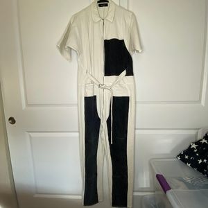 Rachel Comey Handy Jumpsuit in Dirty White Washed Black Made in USA Size 2